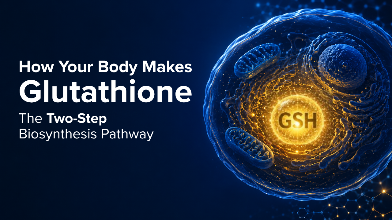 How Your Body Makes Glutathione: The Two-Step Biosynthesis Pathway — Glyteine, cover image
